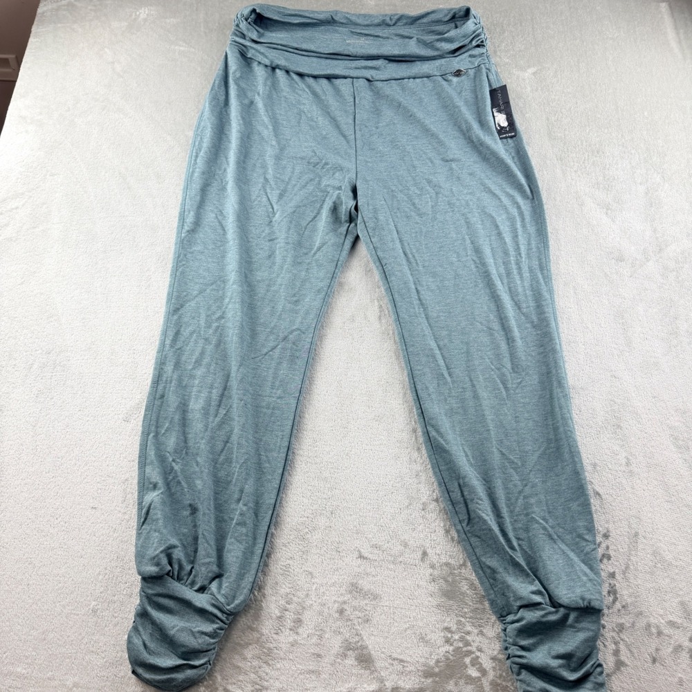 Tahari Sport Women's 1X Blue Jogger Pants Activewear Yoga Ruched Cuffs